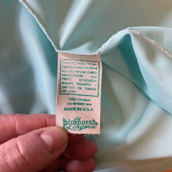 Vintage Pinehurst Lingerie Light Blue Lace Trim Nylon Robe and Nightie Set XL - Picture 9 of 10